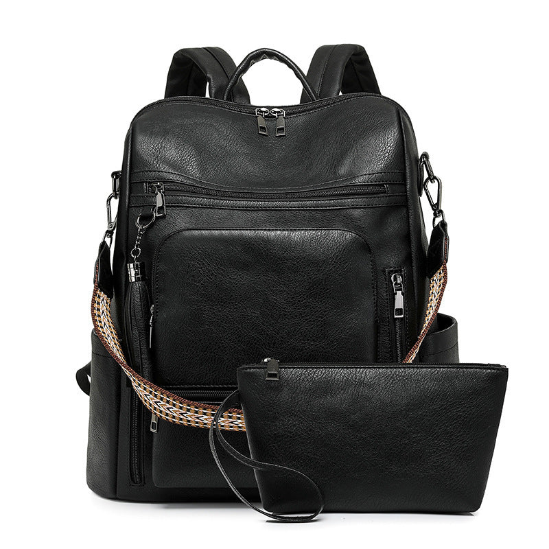 RetroEdge™ PU Contrast-Color Fashion Backpack