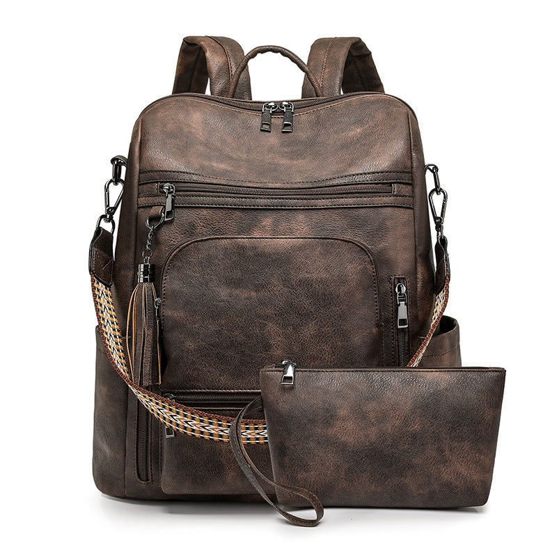RetroEdge™ PU Contrast-Color Fashion Backpack
