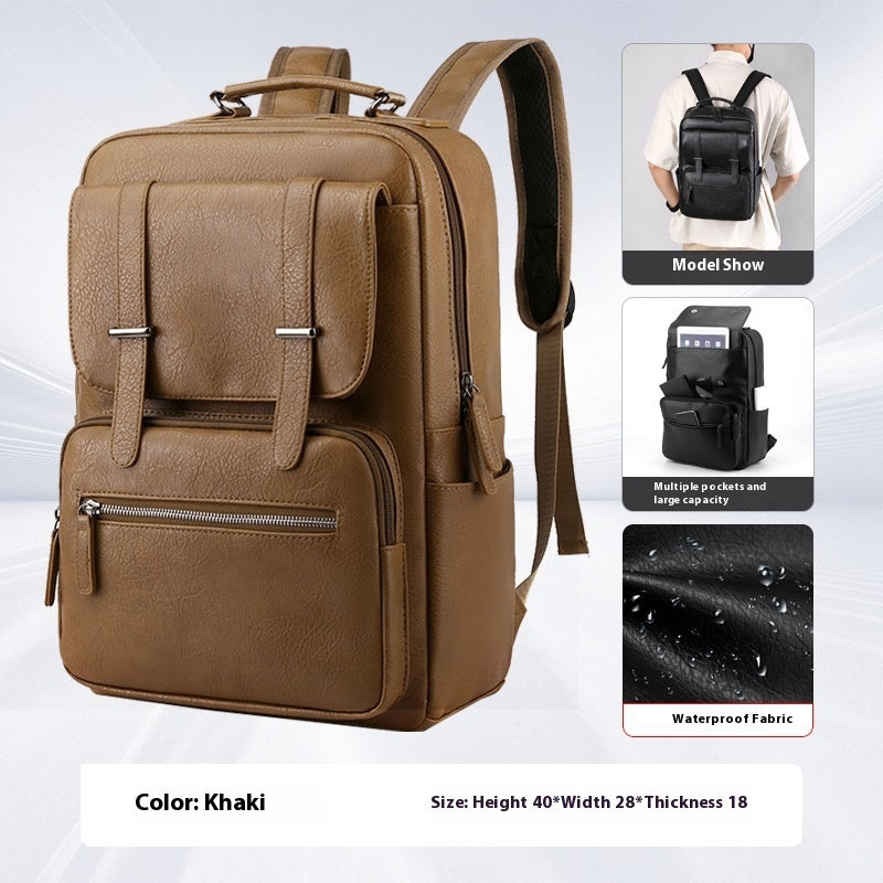 VoyageCraft™ Waterproof Leather Travel Rucksack