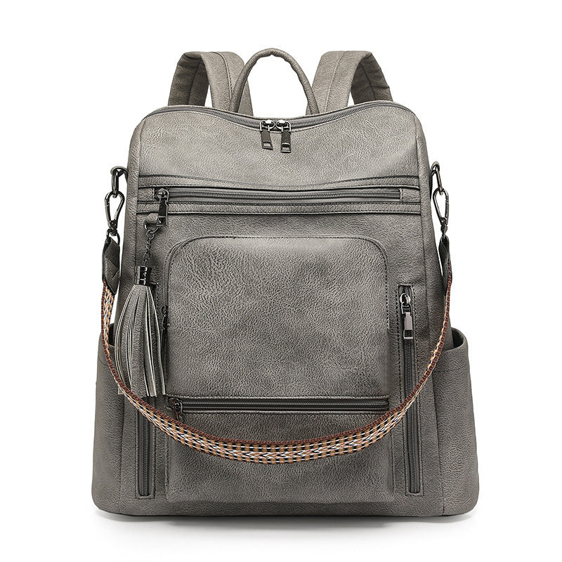 RetroEdge™ PU Contrast-Color Fashion Backpack