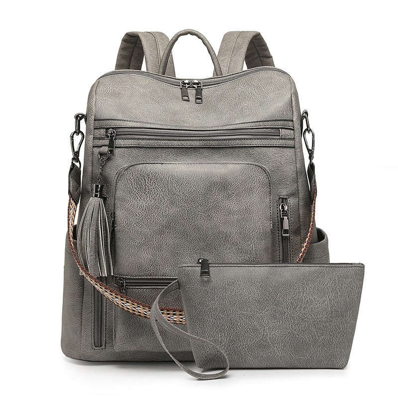 RetroEdge™ PU Contrast-Color Fashion Backpack