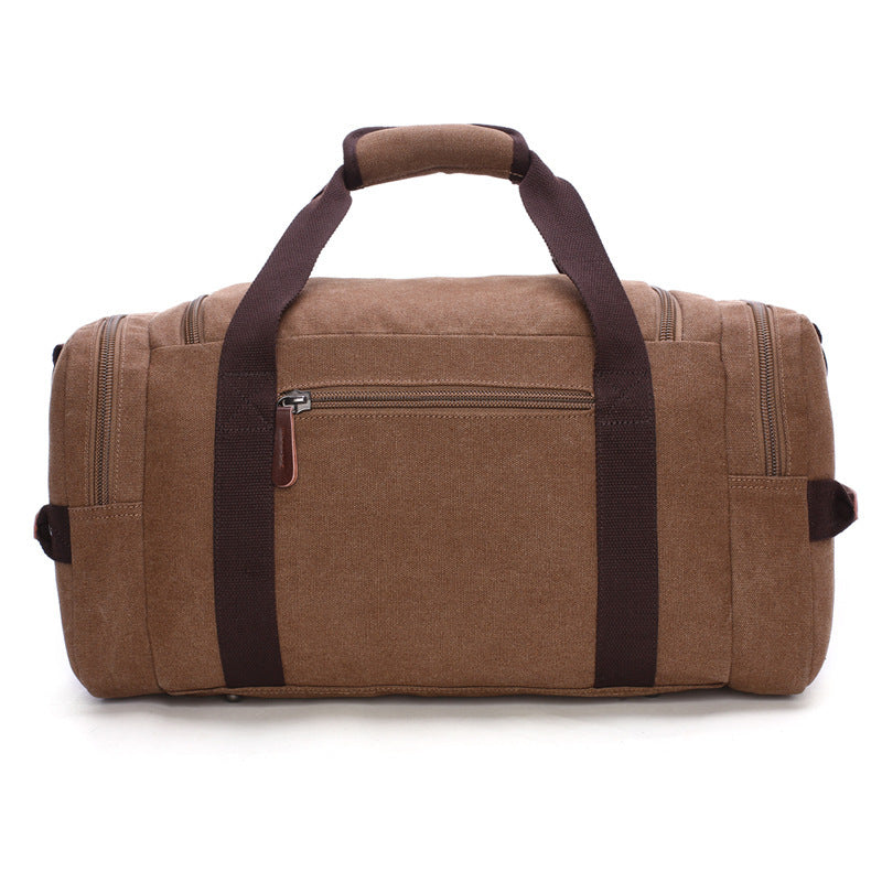 Feldacks CanvasFlex duffel bag in brown canvas with dark brown handles and zipper pockets