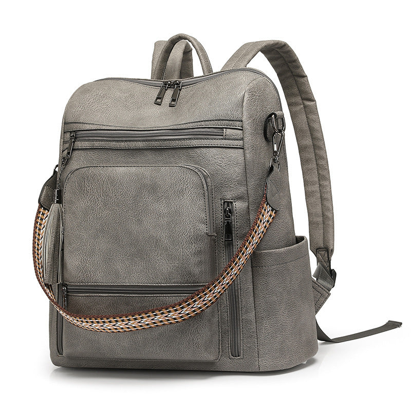 RetroEdge™ PU Contrast-Color Fashion Backpack