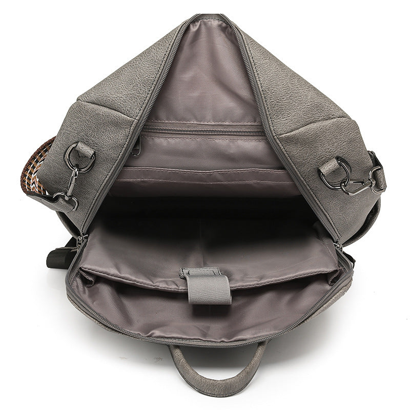 RetroEdge™ PU Contrast-Color Fashion Backpack