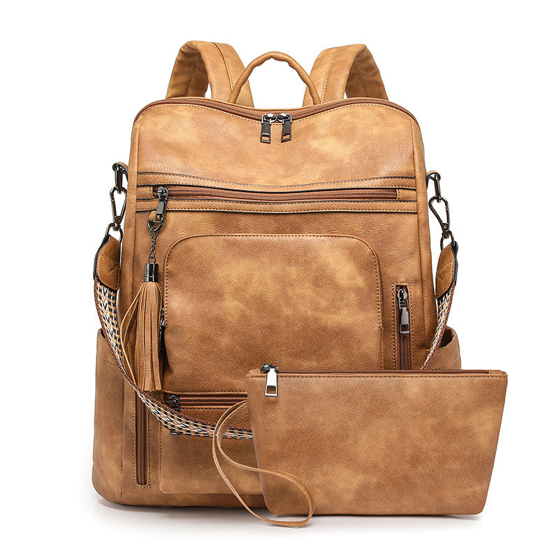 RetroEdge™ PU Contrast-Color Fashion Backpack