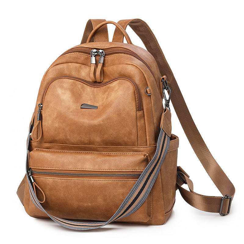 Feldacks lightweight girls backpack for travel in brown with multiple zippered compartments