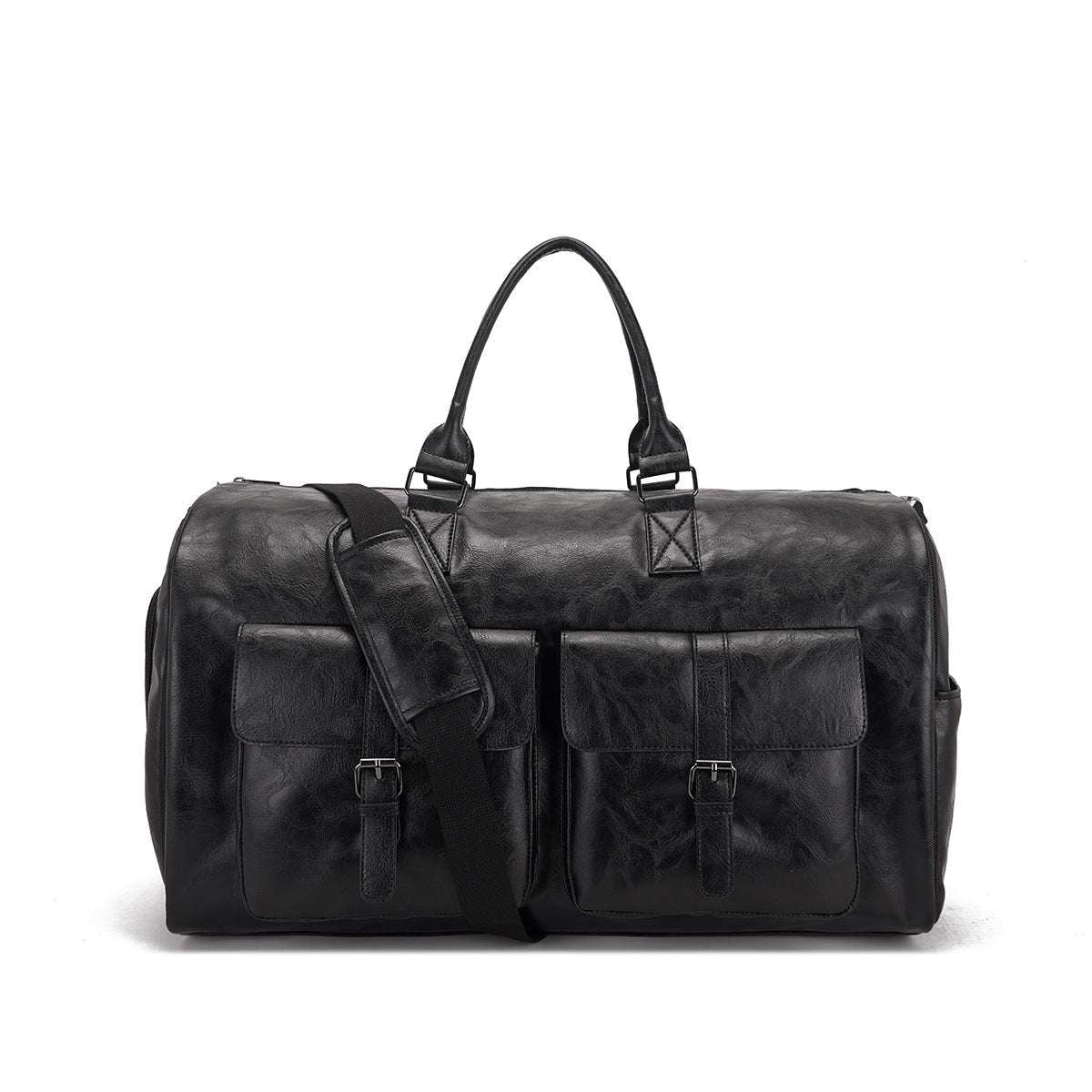 Feldacks black men's suit travel bag carry on with dual front pockets and adjustable shoulder strap