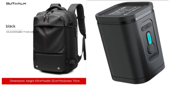 Feldacks black carry-on backpack for frequent flyers with sleek design and multiple compartments