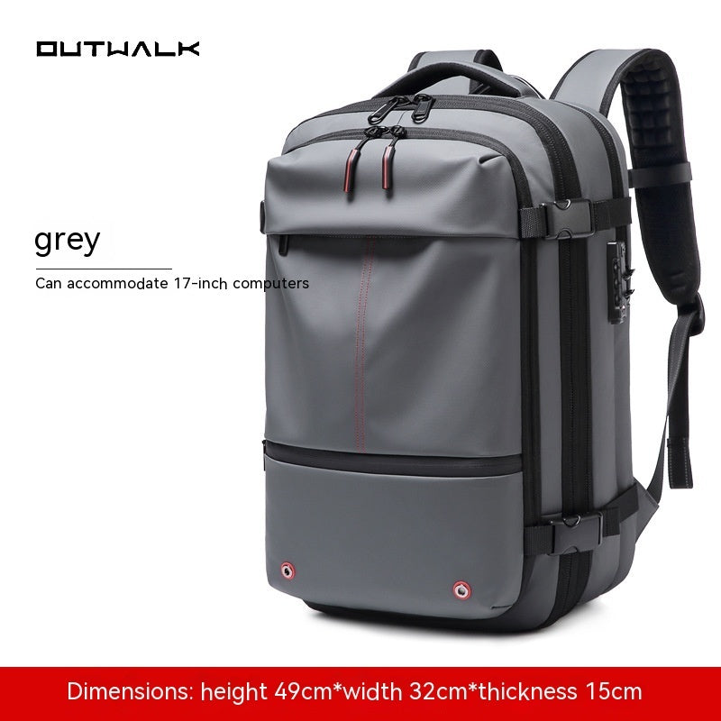 Feldacks grey carry-on backpack for frequent flyers with padded straps and laptop compartment