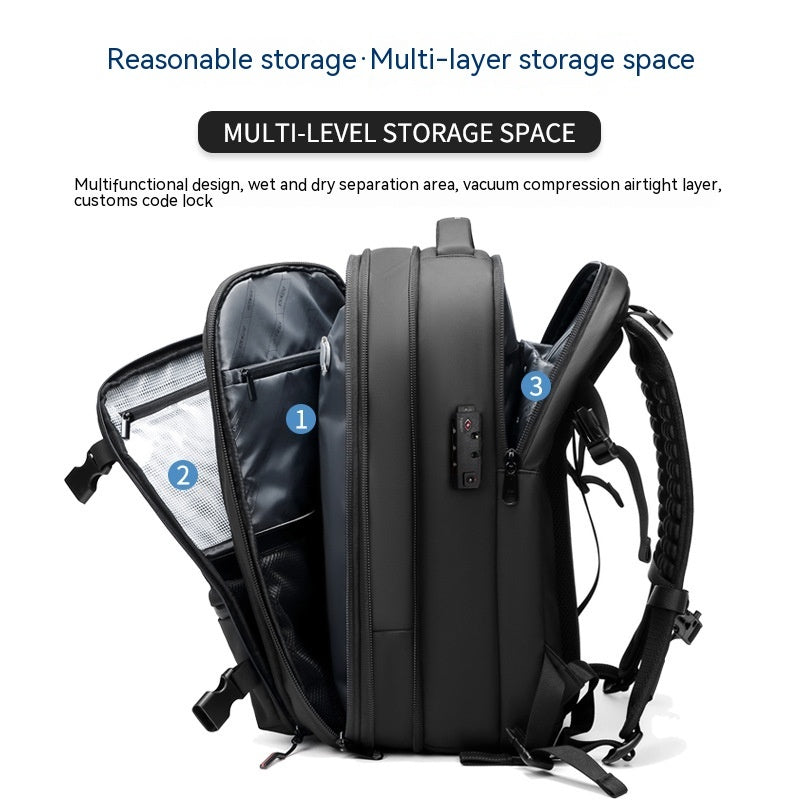 Feldacks carry-on backpack for frequent flyers with multi-layer storage and TSA code lock