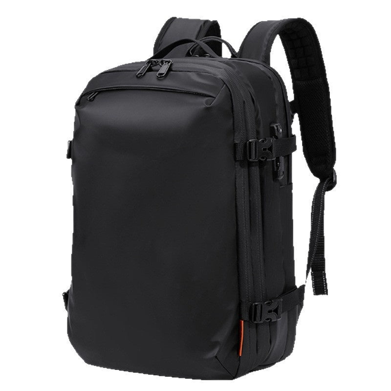 Feldacks black travel backpack with USB charging port spacious design and padded shoulder straps