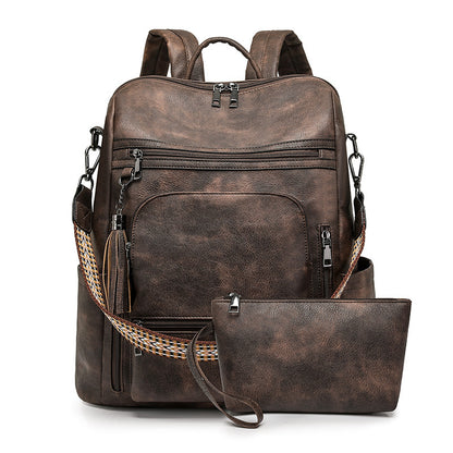 RetroEdge™ PU Contrast-Color Fashion Backpack