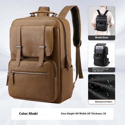VoyageCraft™ Waterproof Leather Travel Rucksack