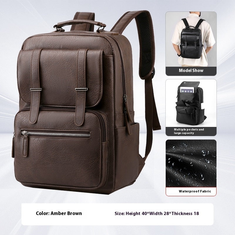 VoyageCraft™ Waterproof Leather Travel Rucksack