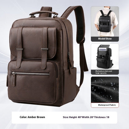VoyageCraft™ Waterproof Leather Travel Rucksack