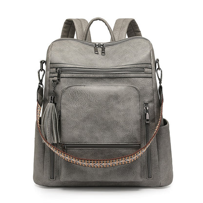 RetroEdge™ PU Contrast-Color Fashion Backpack