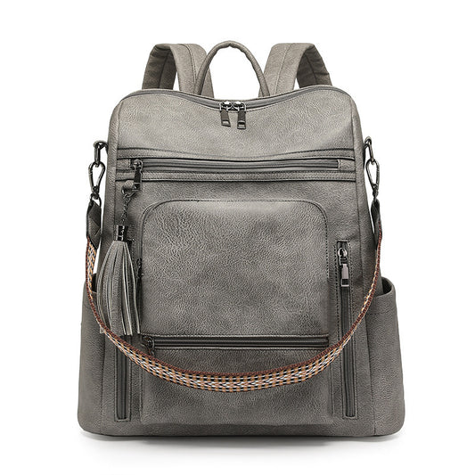 RetroEdge™ PU Contrast-Color Fashion Backpack