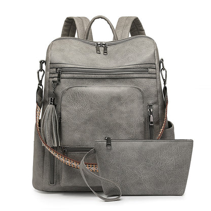 RetroEdge™ PU Contrast-Color Fashion Backpack
