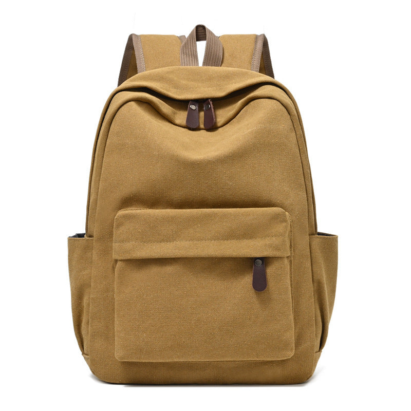 Feldacks brown canvas adventure backpack for hiking with multiple pockets and padded straps
