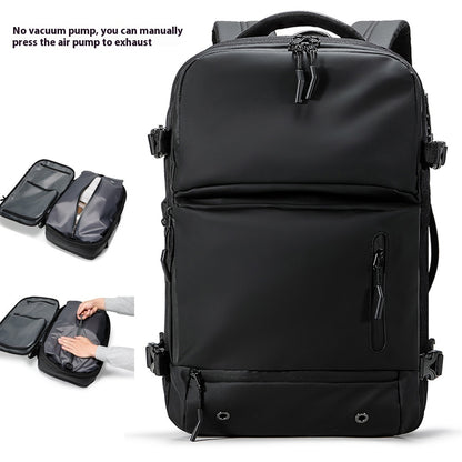 Feldacks AirPack carry on backpack in black with multiple compartments and manual air pump feature