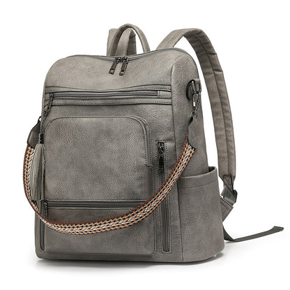 RetroEdge™ PU Contrast-Color Fashion Backpack