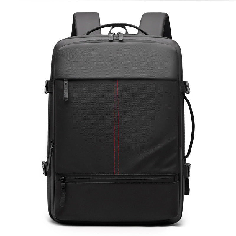Feldacks black executive carry on backpack with multiple compartments and padded shoulder straps