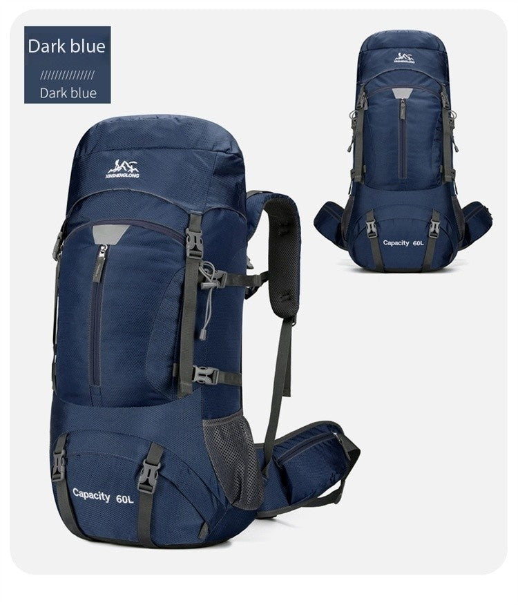 Feldacks dark blue large capacity outdoor backpack with 60L storage and multiple straps