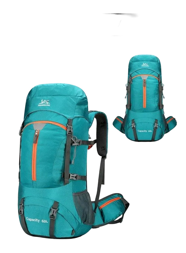 Feldacks peacock blue large capacity outdoor backpack with multiple compartments and adjustable straps