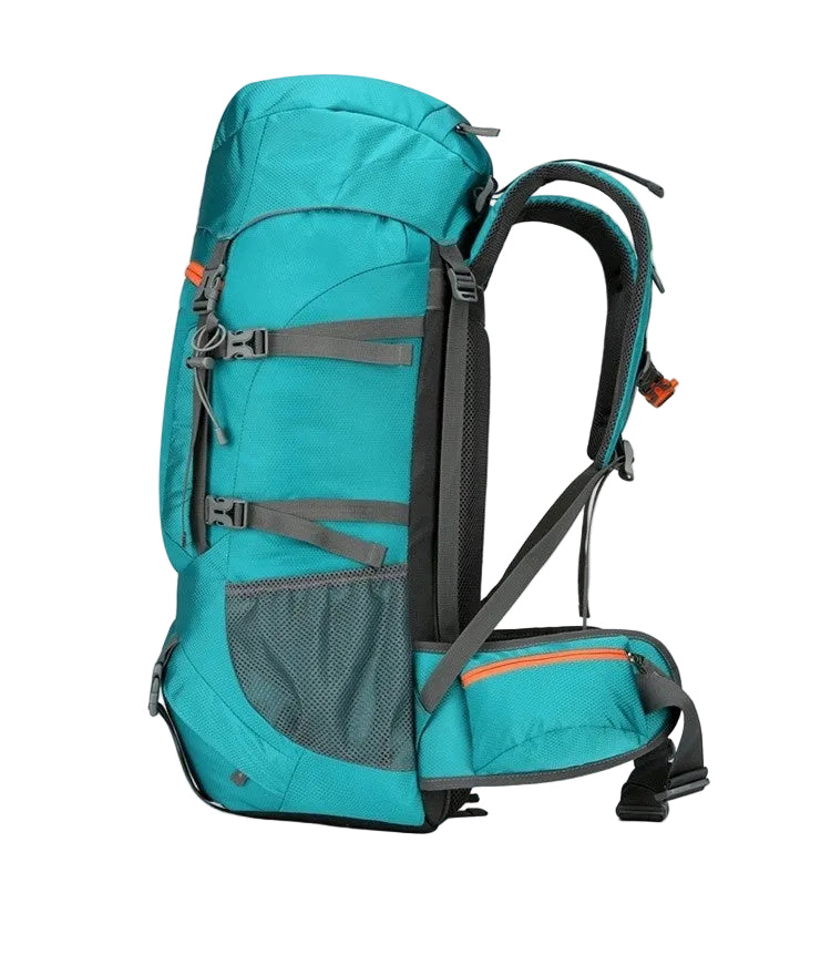 Feldacks large capacity outdoor backpack in teal with adjustable straps and side mesh pocket