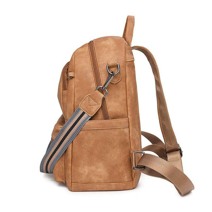 Feldacks lightweight girls backpack for travel in tan brown with adjustable straps and multiple compartments
