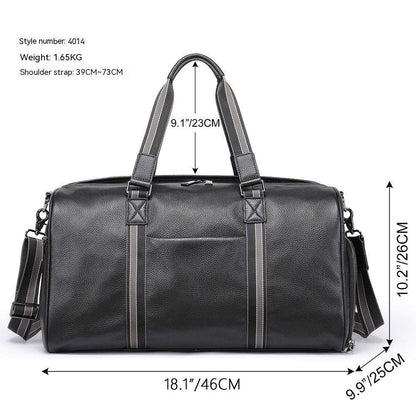 Feldacks luxury leather duffel bag for men in black with adjustable shoulder strap and durable handles