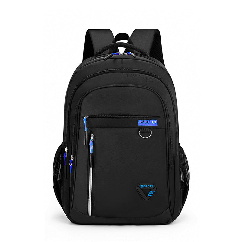 Feldacks black men's executive laptop backpack with multiple compartments and blue zipper accents