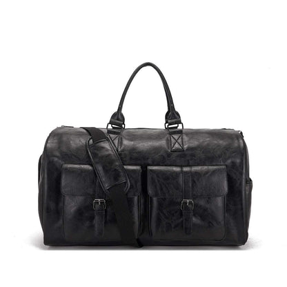 Feldacks black men's suit travel bag carry on with dual front pockets and adjustable shoulder strap