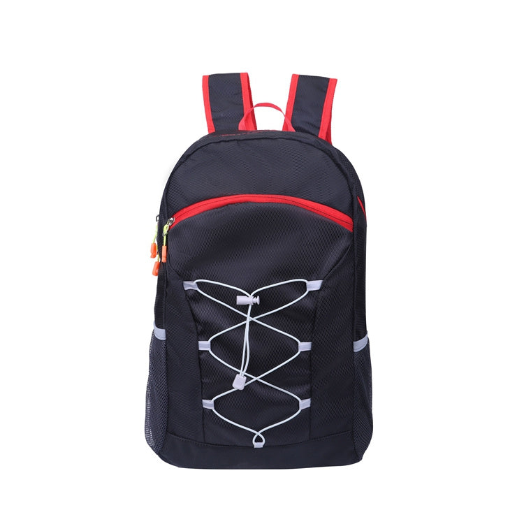 Feldacks black and red multi-sport outdoor backpack with front elastic cord and mesh side pockets