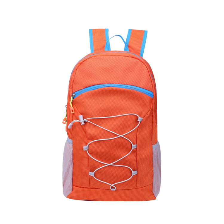 Feldacks orange multi-sport outdoor backpack with blue trim and front bungee cord for versatile use