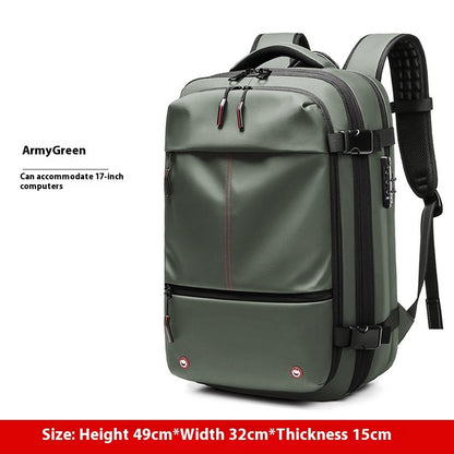 Feldacks army green carry-on backpack for frequent flyers with padded straps and multiple compartments
