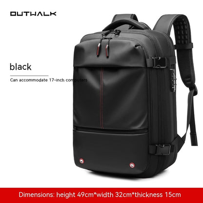 Feldacks black carry-on backpack for frequent flyers with padded straps and laptop compartment