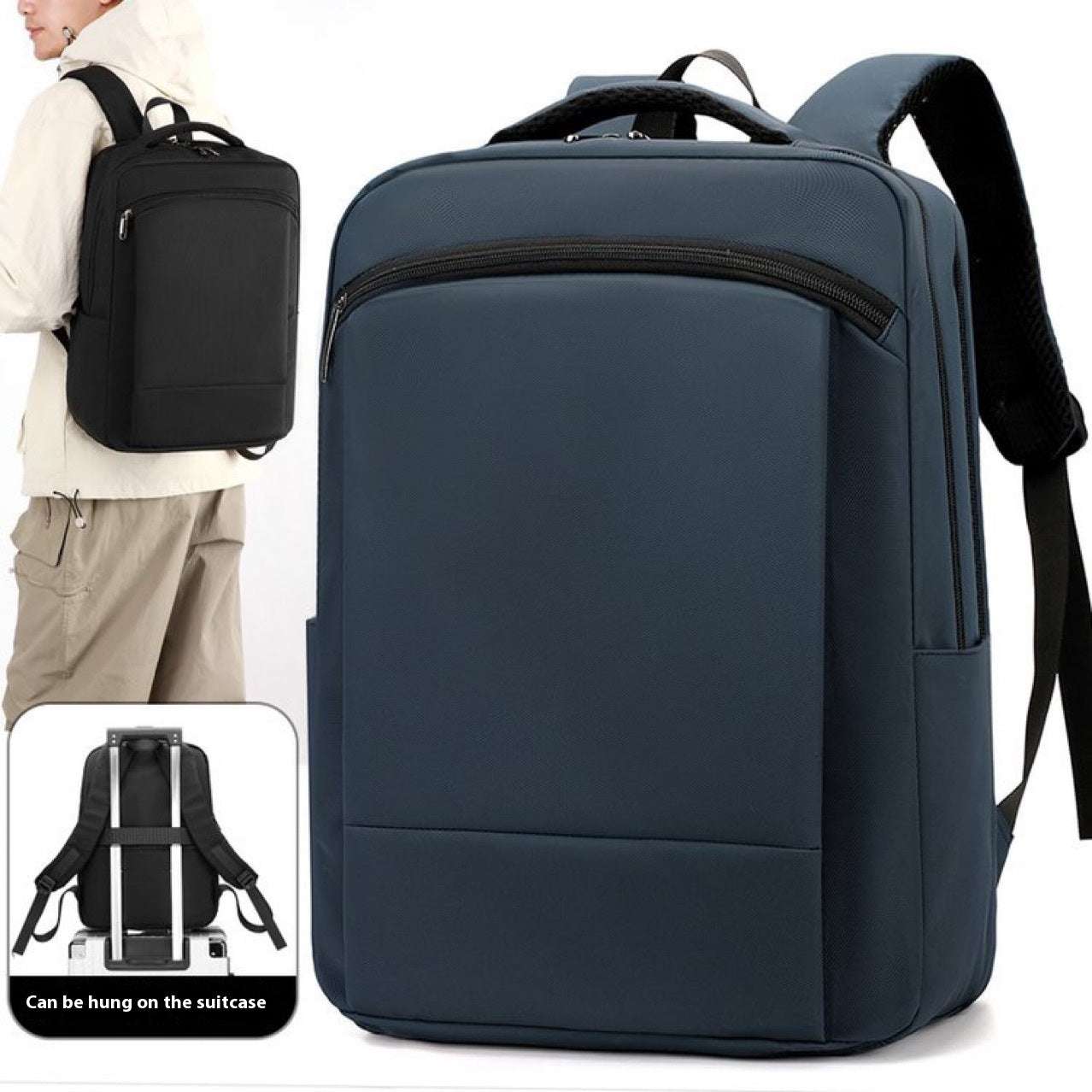 Feldacks professional commuter backpack for work in navy blue with padded straps and multiple compartments
