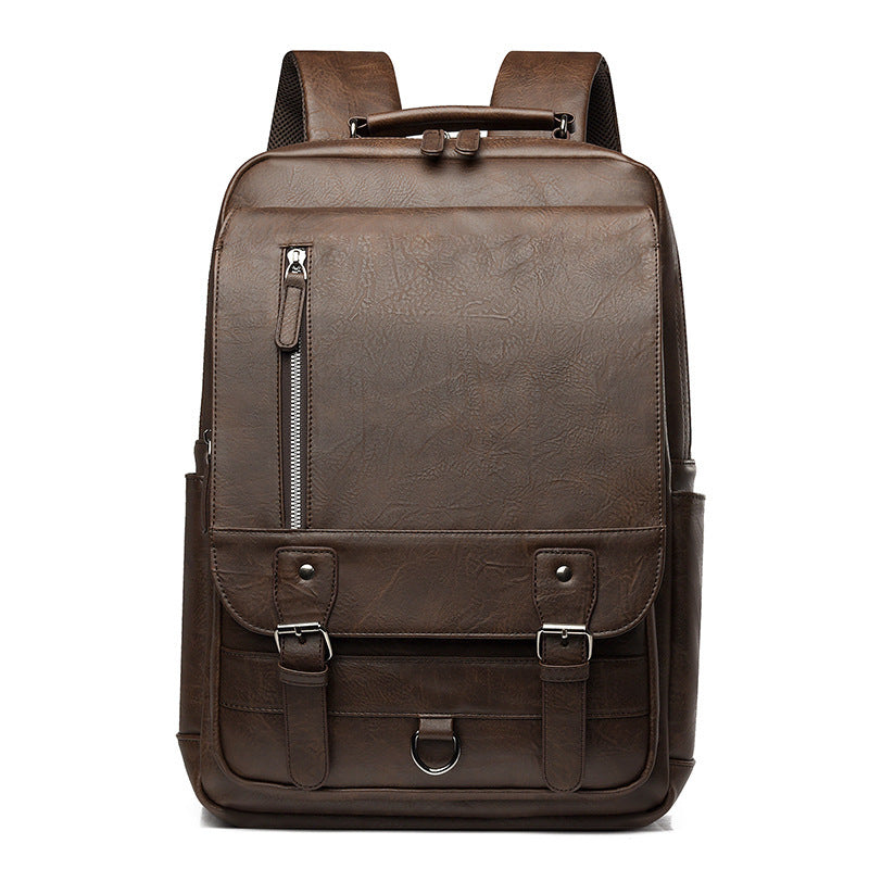 Feldacks brown leather stylish anti-theft work bag backpack with multiple compartments and buckle straps
