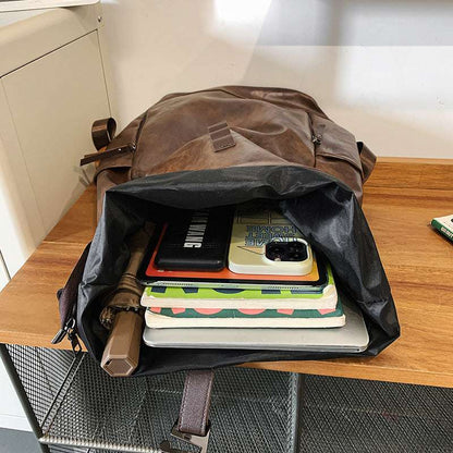 Feldacks stylish waterproof backpack for city in brown with spacious interior holding books and gadgets