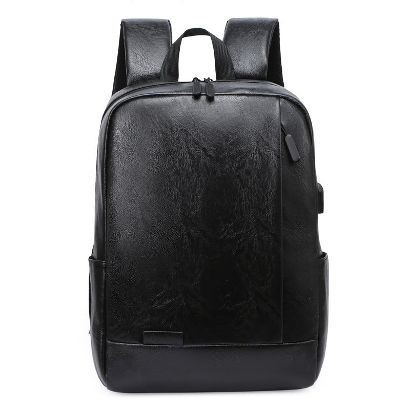 Feldacks UrbanFlex men's laptop backpack in black with a sleek leather finish and multiple compartments