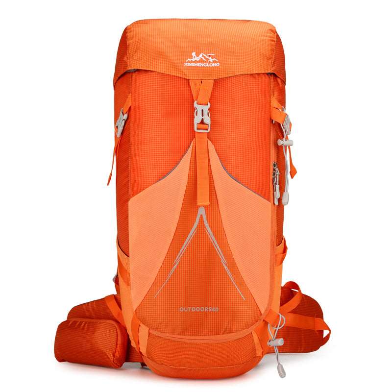 Feldacks durable backpack for hiking and camping in bright orange with multiple straps and compartments