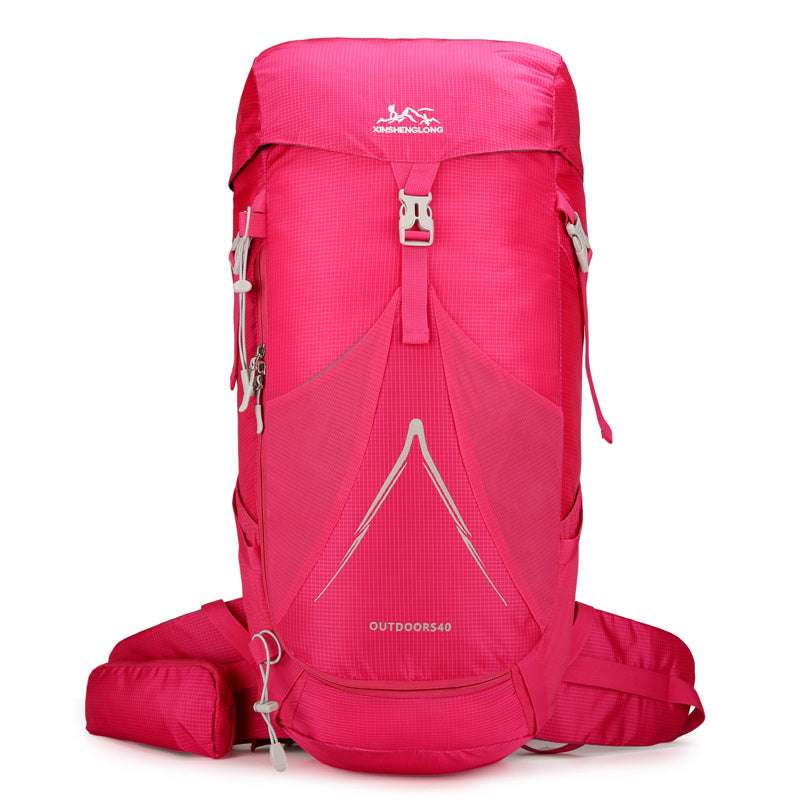 Feldacks durable backpack for hiking and camping in bright pink with multiple straps and compartments